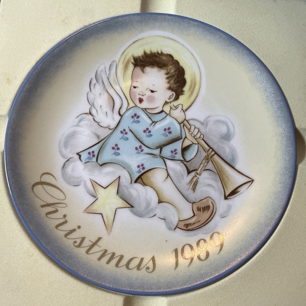 Schmid Berta Hummel Christmas 1989 Angelic Musician Limited Edition Plate Ger.